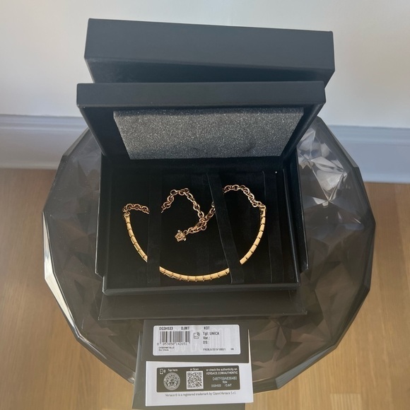 Versace Greca Key Tribute Goldtone Choker Necklace - Picture 4 of 12